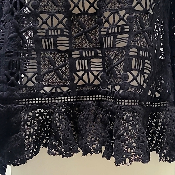 Rebecca Taylor S coquette flirty lace  provocateur Cotton  Embroidered Black Top - Picture 8 of 11